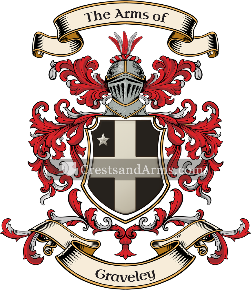 The Graveley coat of arms, drawn from the recorded blazon