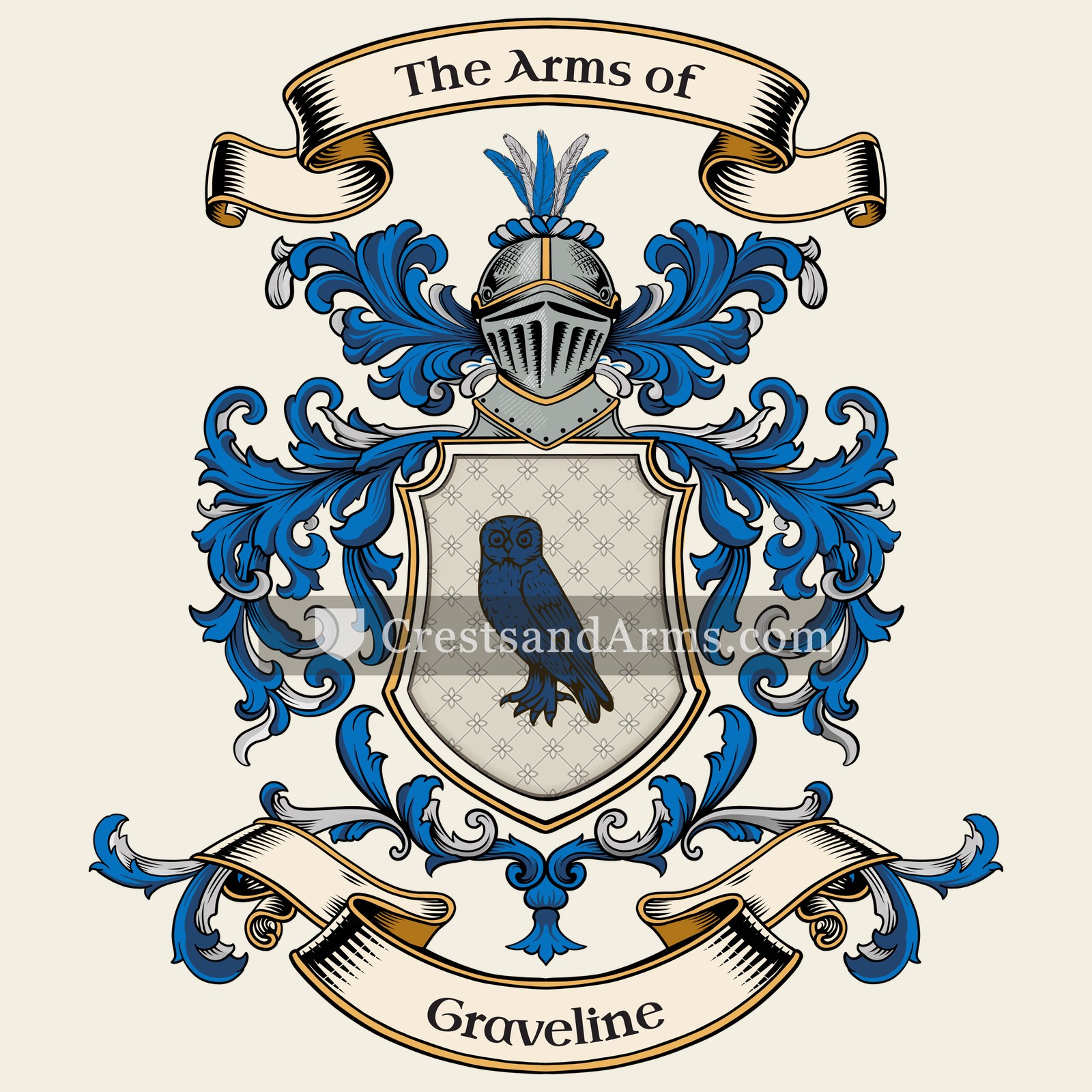 The Graveline coat of arms, drawn from the recorded blazon