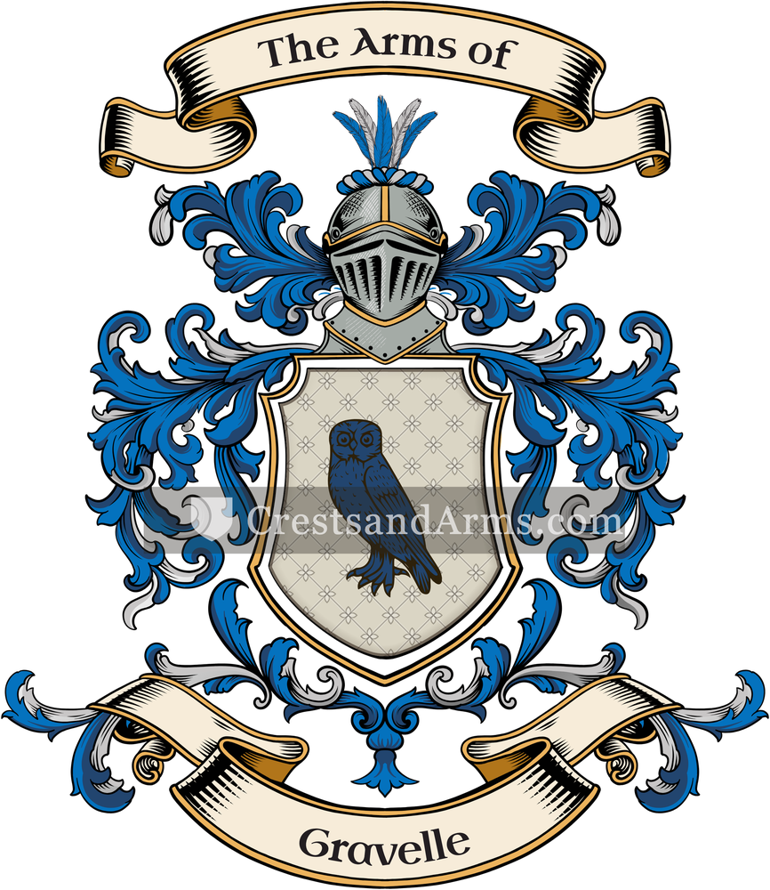 The Gravelle coat of arms, drawn from the recorded blazon