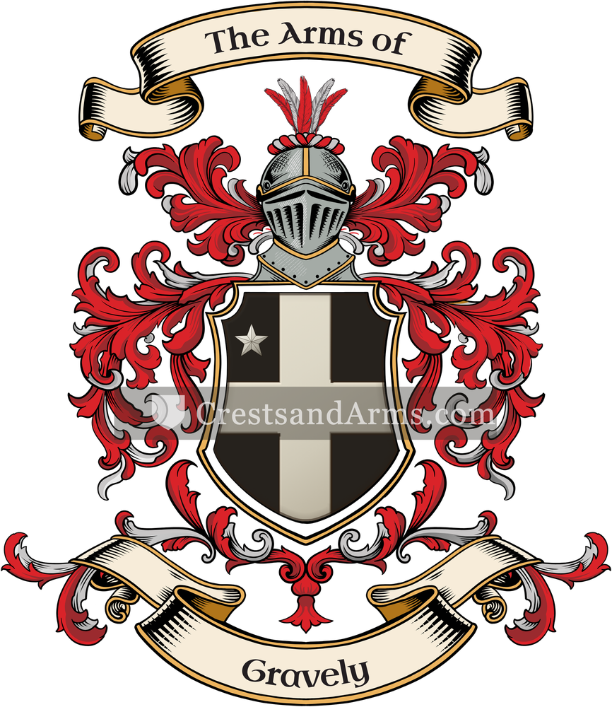The Gravely coat of arms, drawn from the recorded blazon