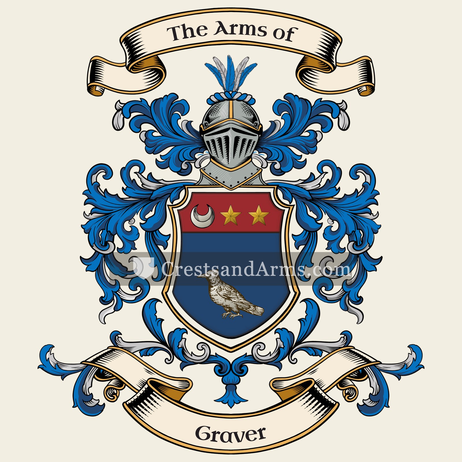 The Graver coat of arms, drawn from the recorded blazon