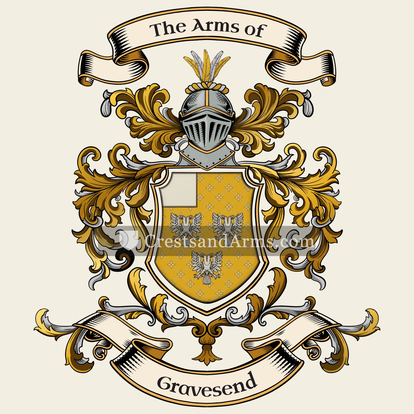 The Gravesend coat of arms, drawn from the recorded blazon