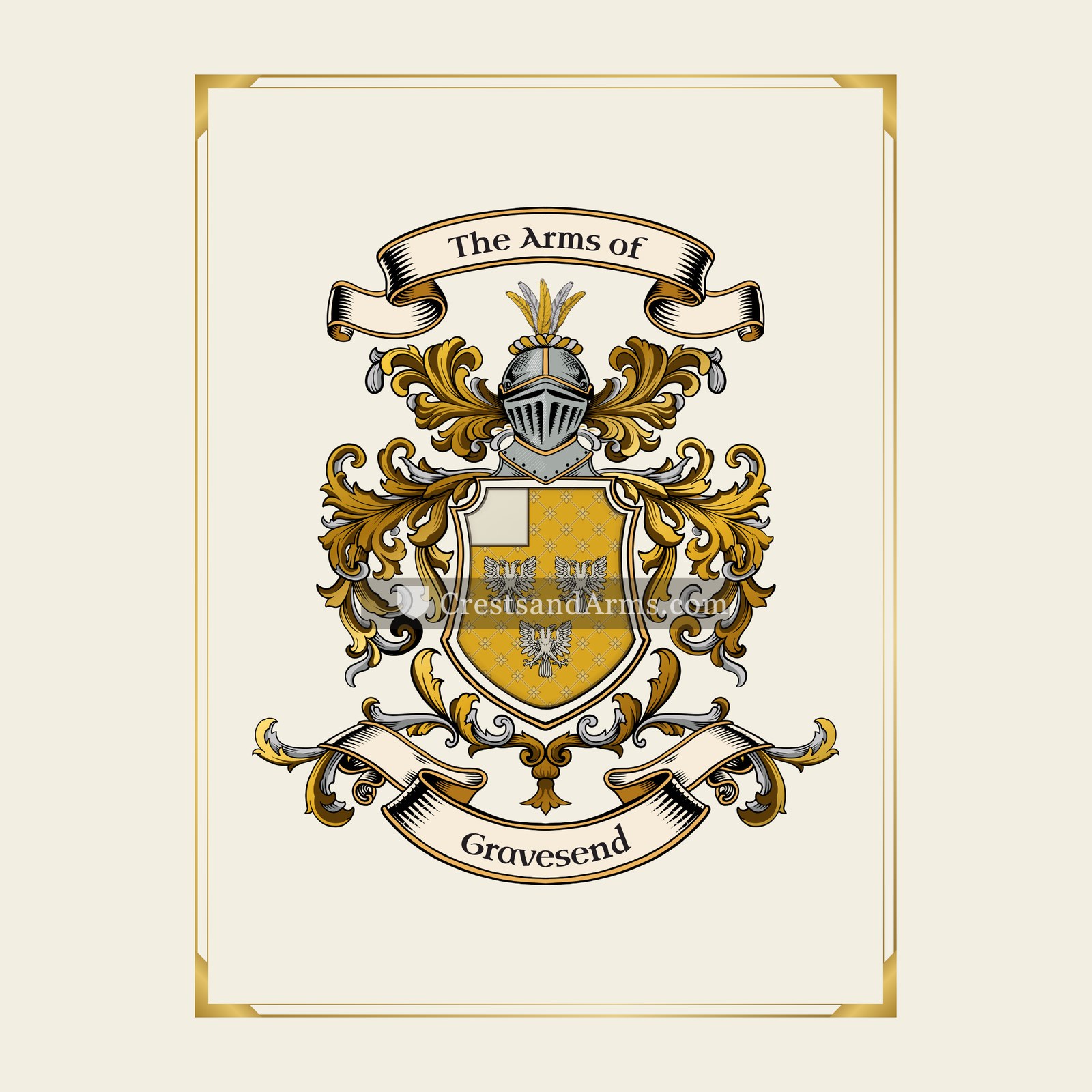 With gold border