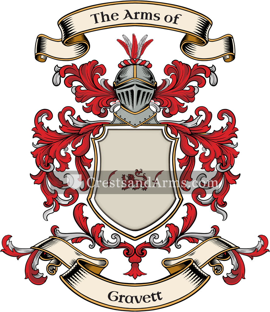 The Gravett coat of arms, drawn from the recorded blazon