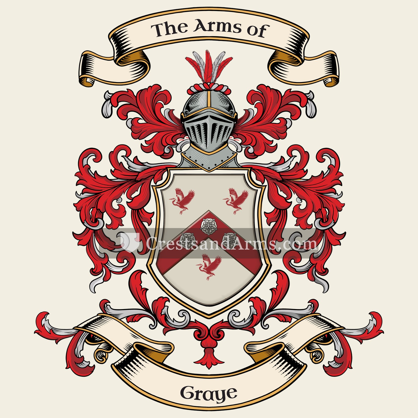 The Graye coat of arms, drawn from the recorded blazon