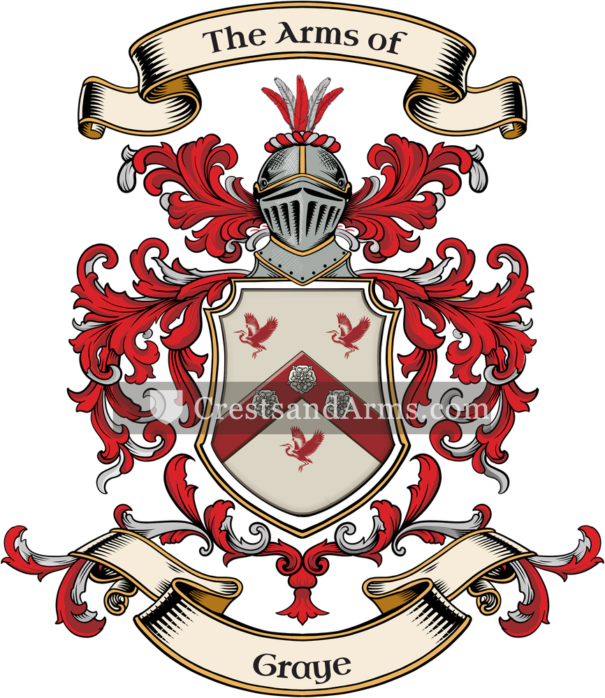 The Graye coat of arms, drawn from the recorded blazon