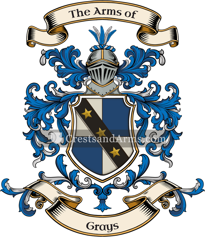The Grays coat of arms, drawn from the recorded blazon