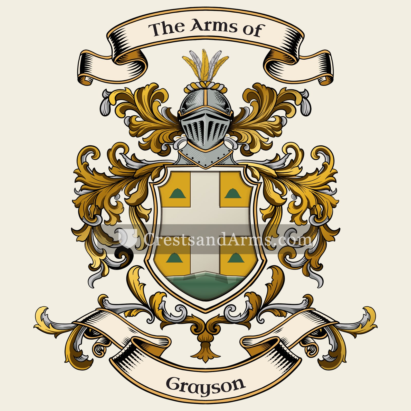 The Grayson coat of arms, drawn from the recorded blazon