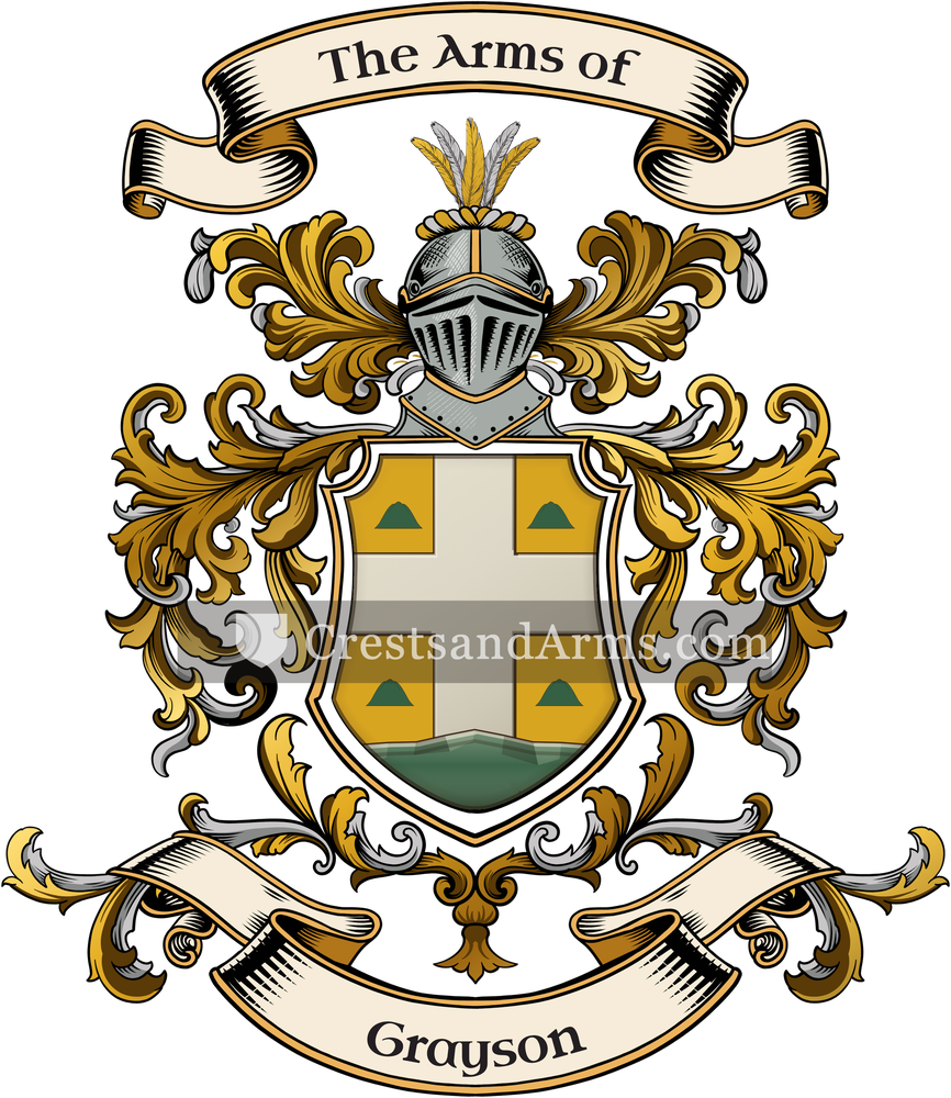 The Grayson coat of arms, drawn from the recorded blazon
