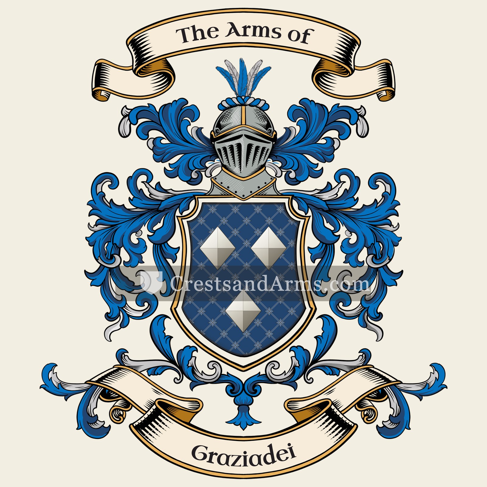The Graziadei coat of arms, drawn from the recorded blazon