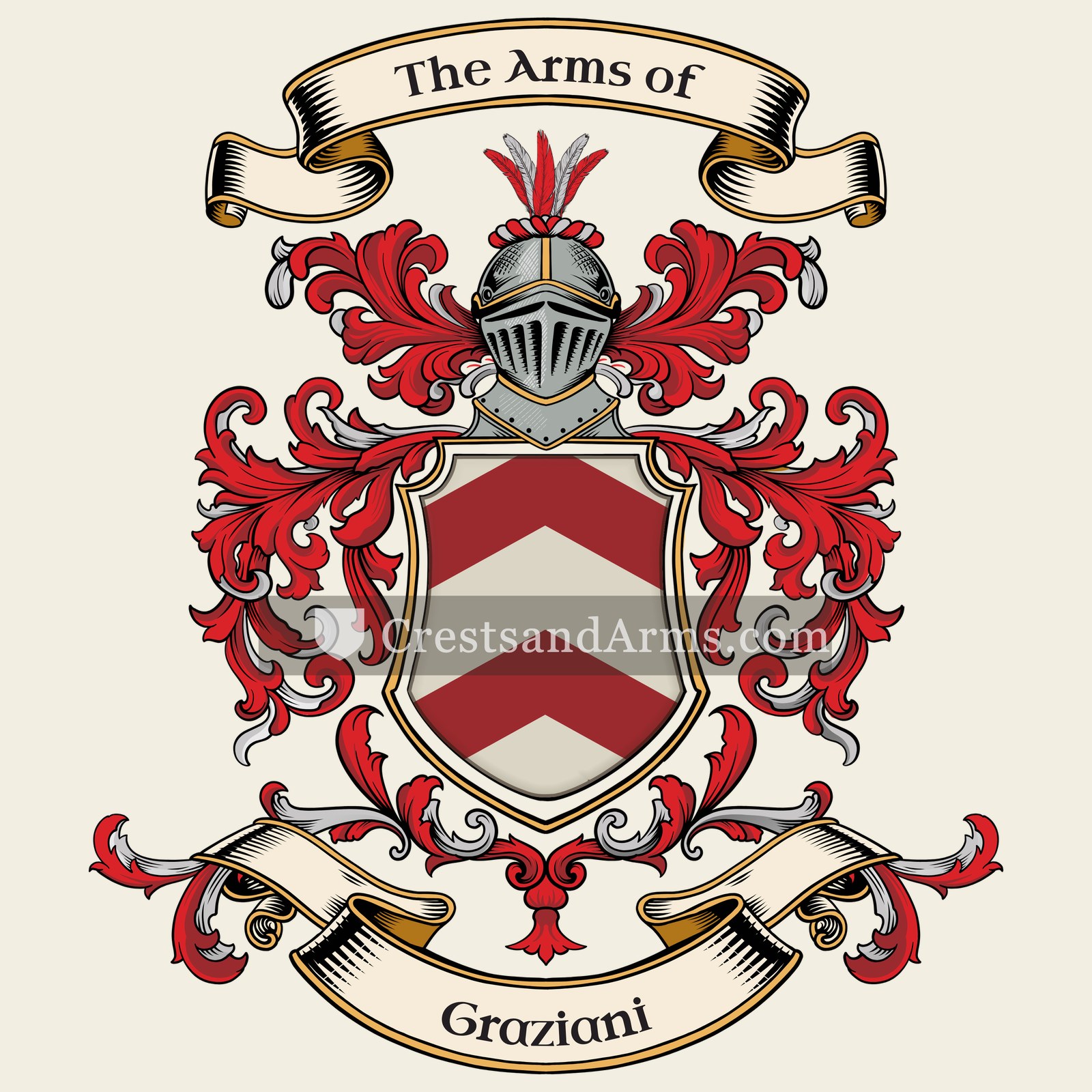 The Graziani coat of arms, drawn from the recorded blazon