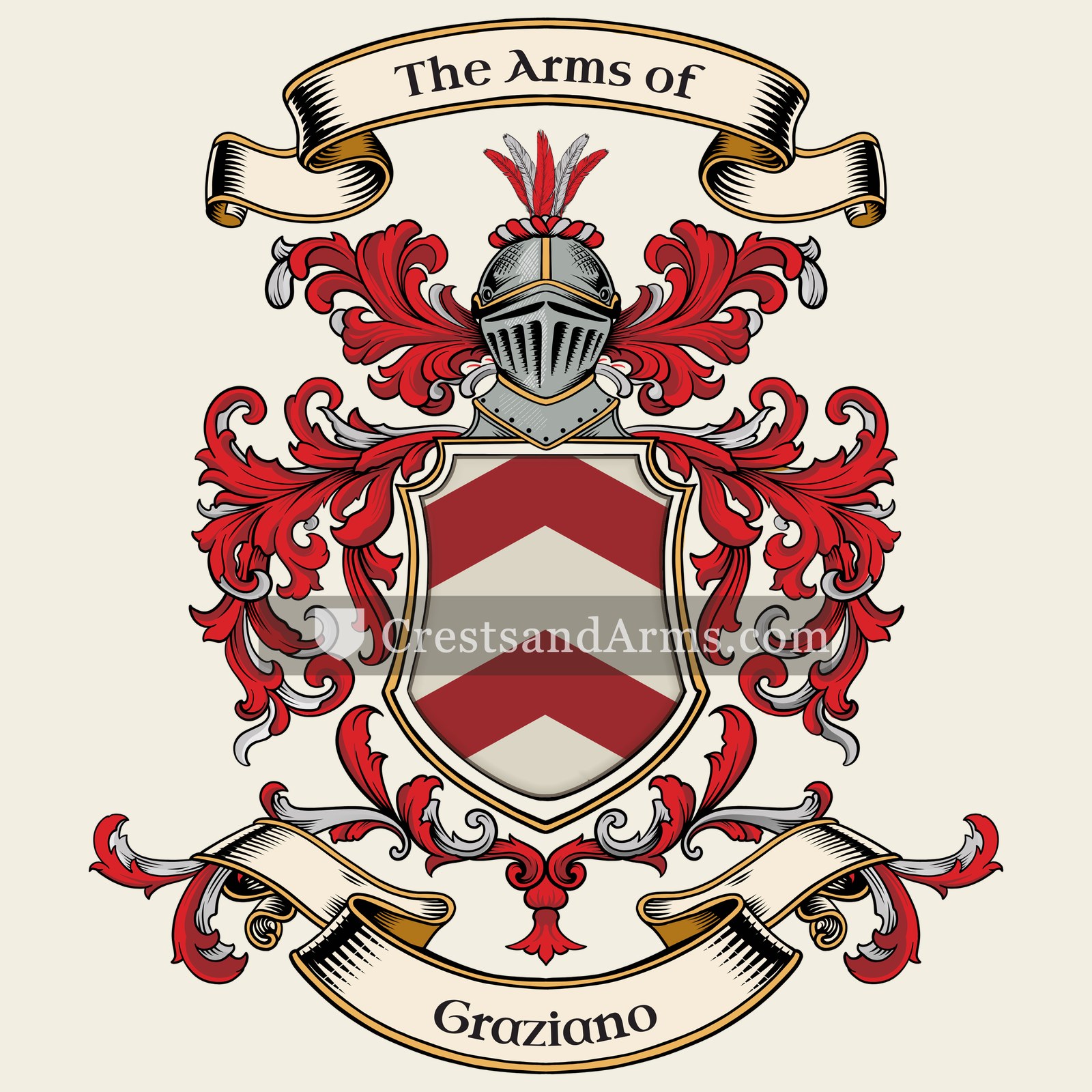 The Graziano coat of arms, drawn from the recorded blazon