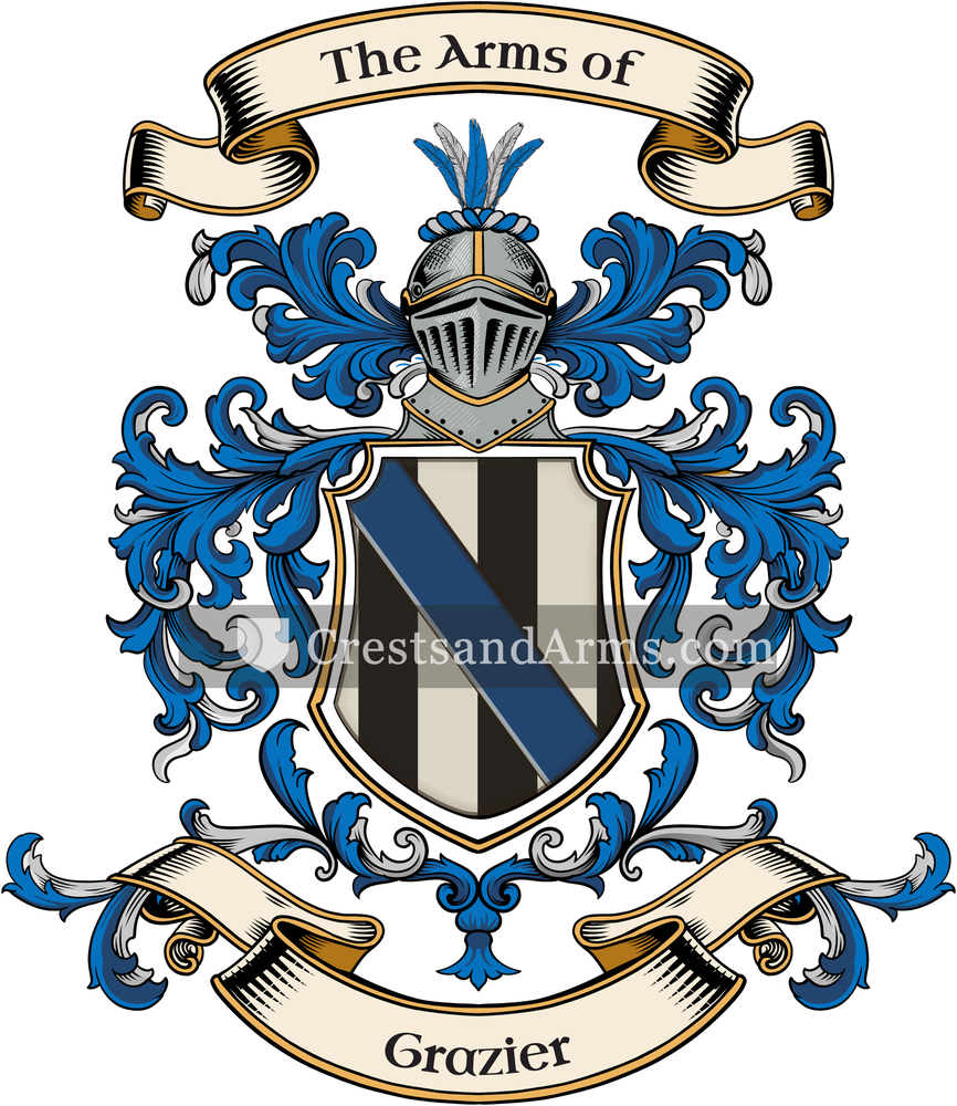 The Grazier coat of arms, drawn from the recorded blazon