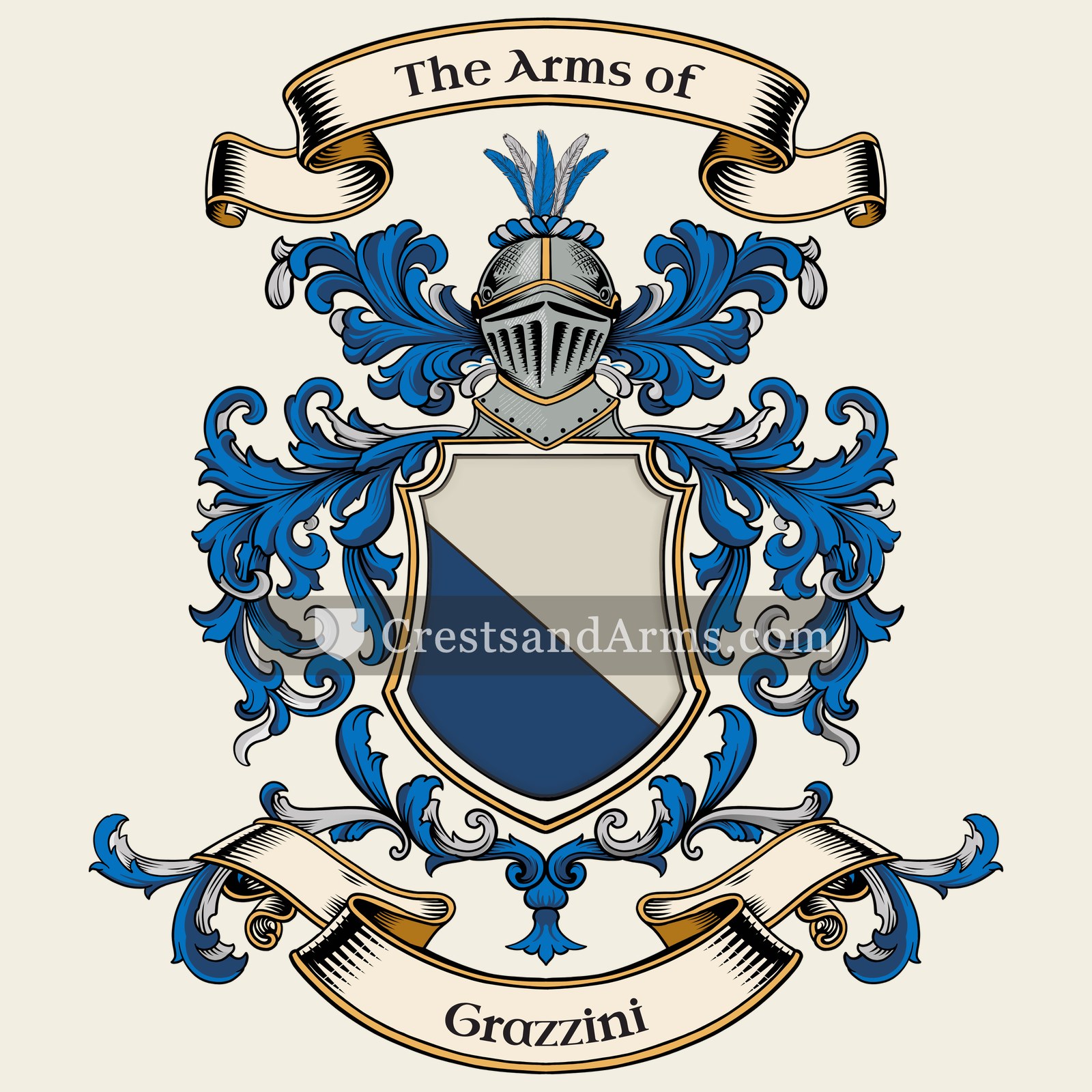 The Grazzini coat of arms, drawn from the recorded blazon
