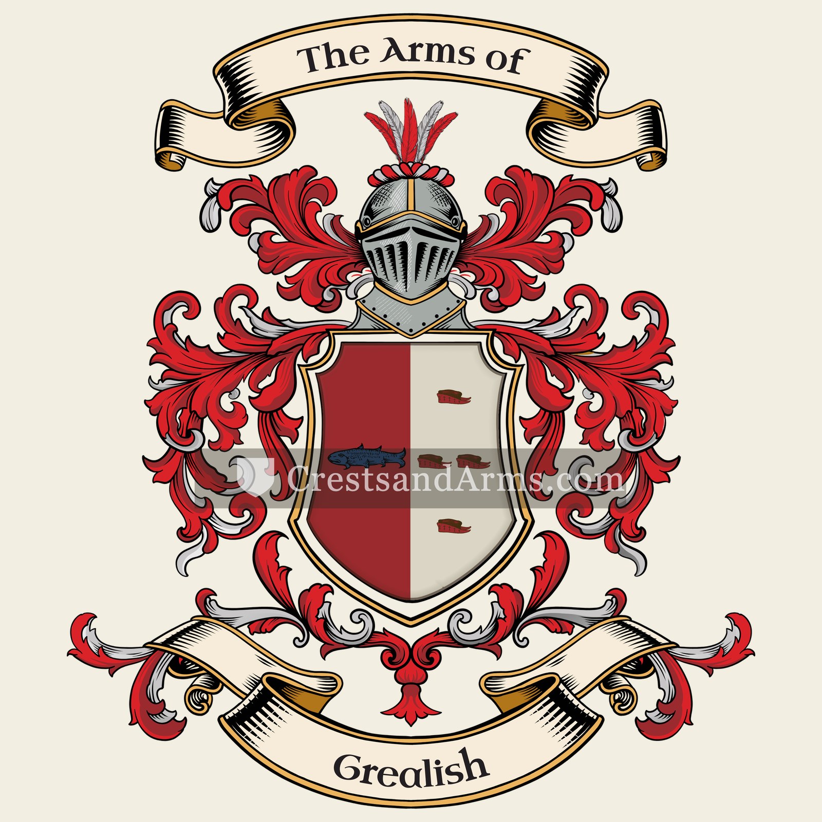 The Grealish coat of arms, drawn from the recorded blazon
