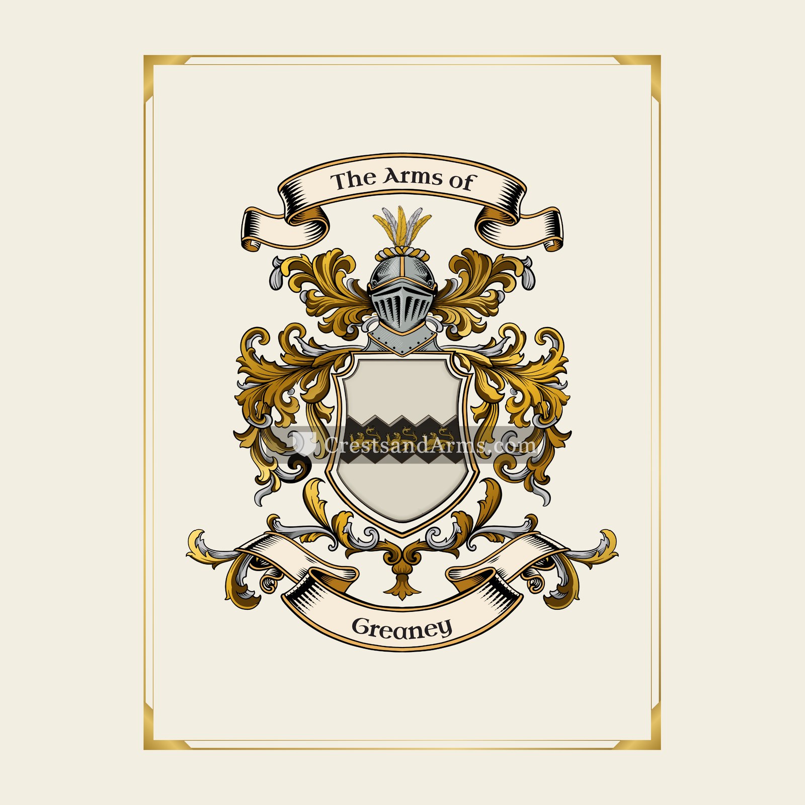 With gold border