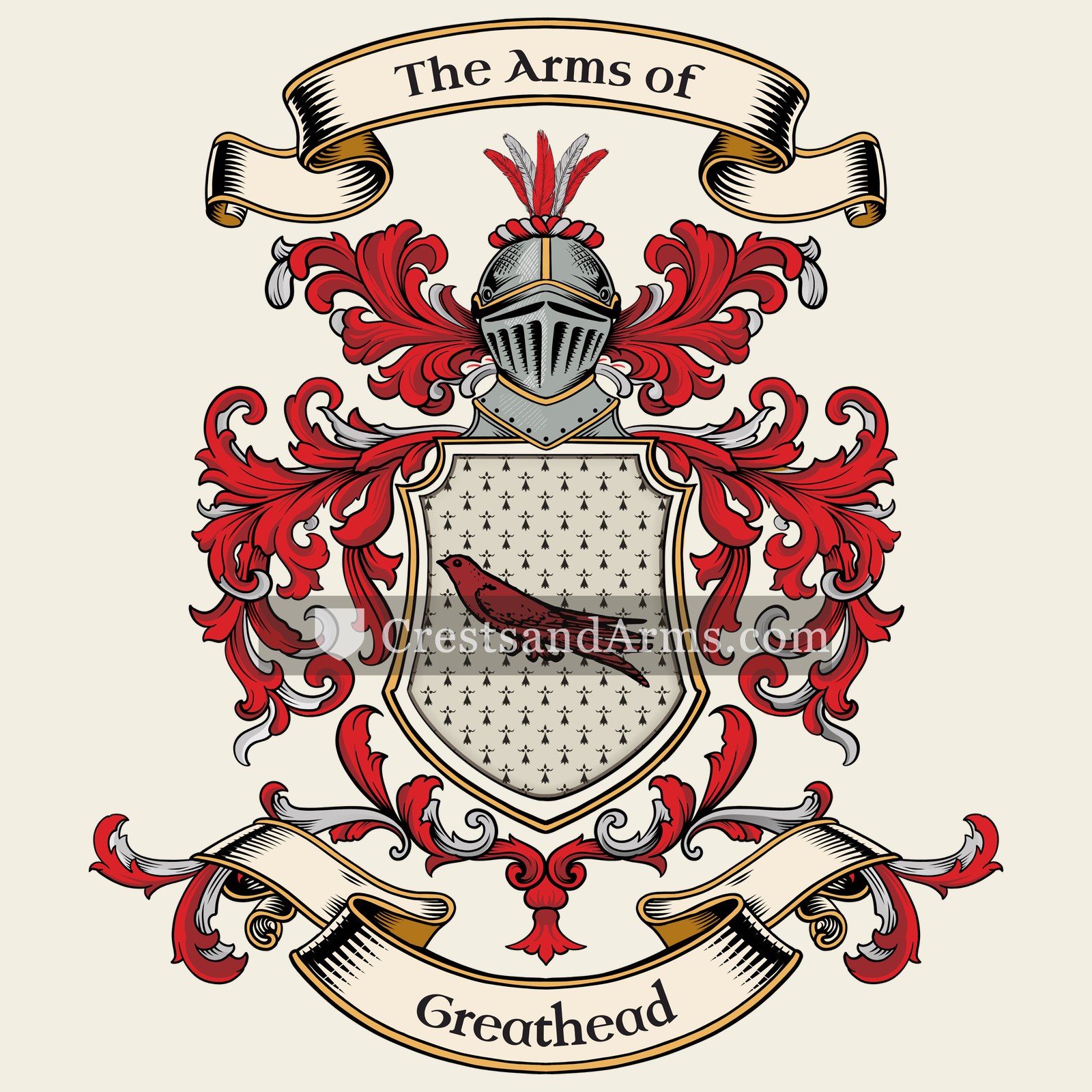 The Greathead coat of arms, drawn from the recorded blazon