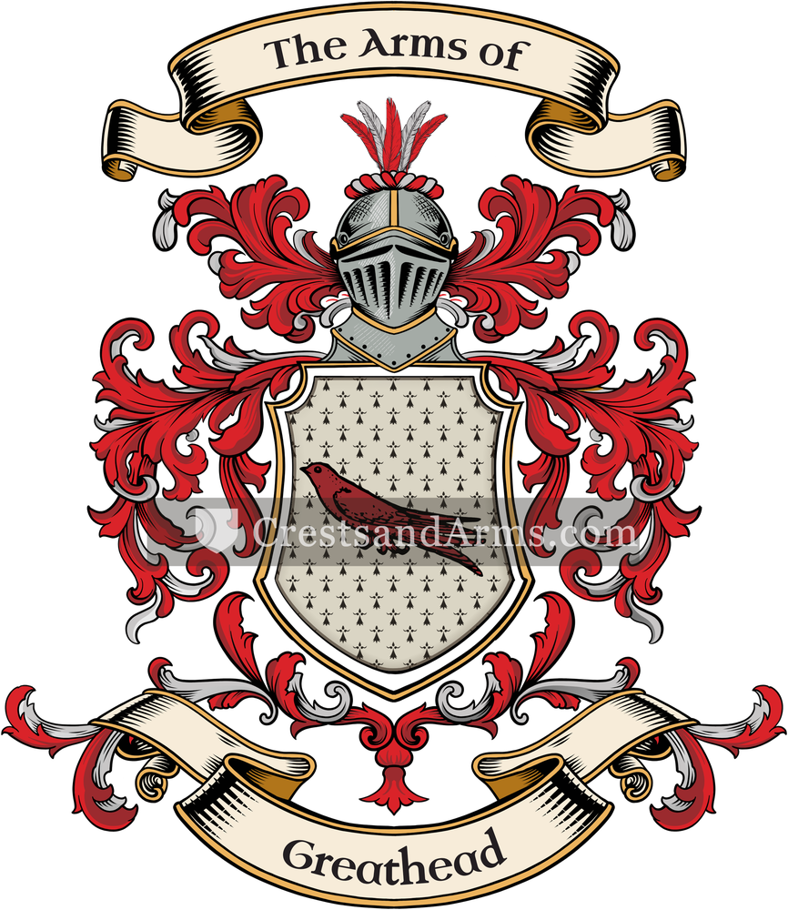 The Greathead coat of arms, drawn from the recorded blazon
