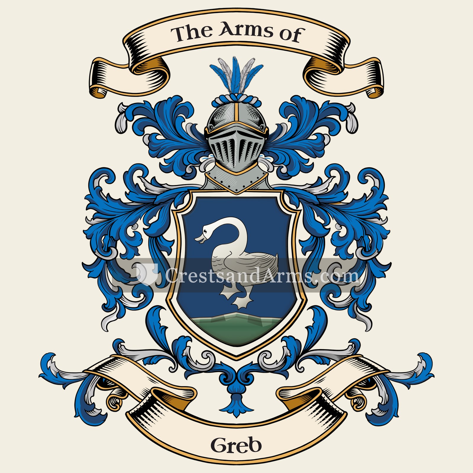 The Greb coat of arms, drawn from the recorded blazon