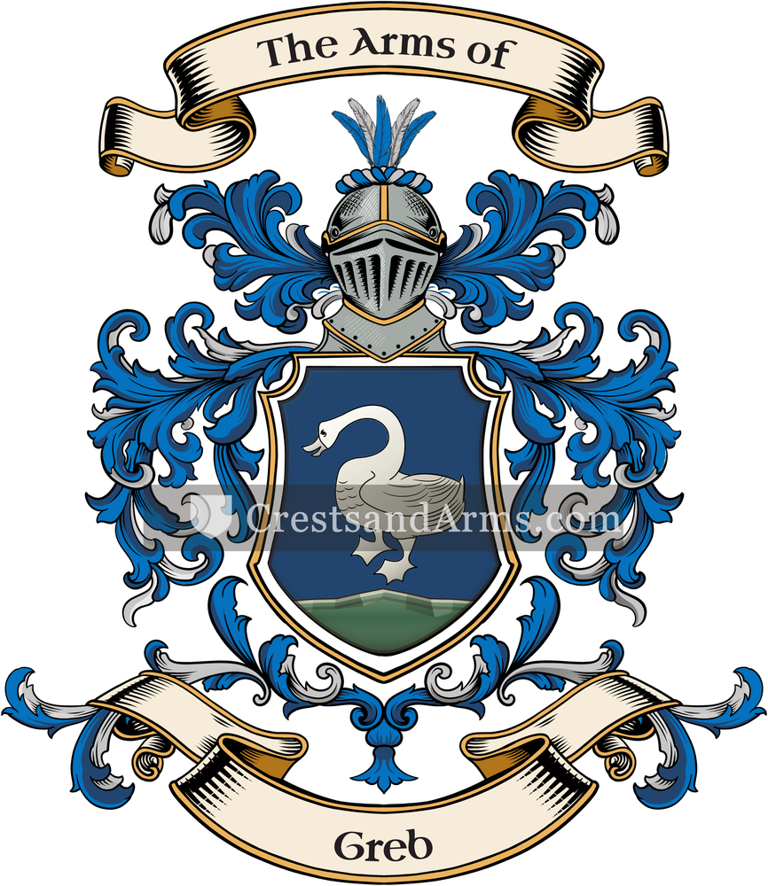 The Greb coat of arms, drawn from the recorded blazon