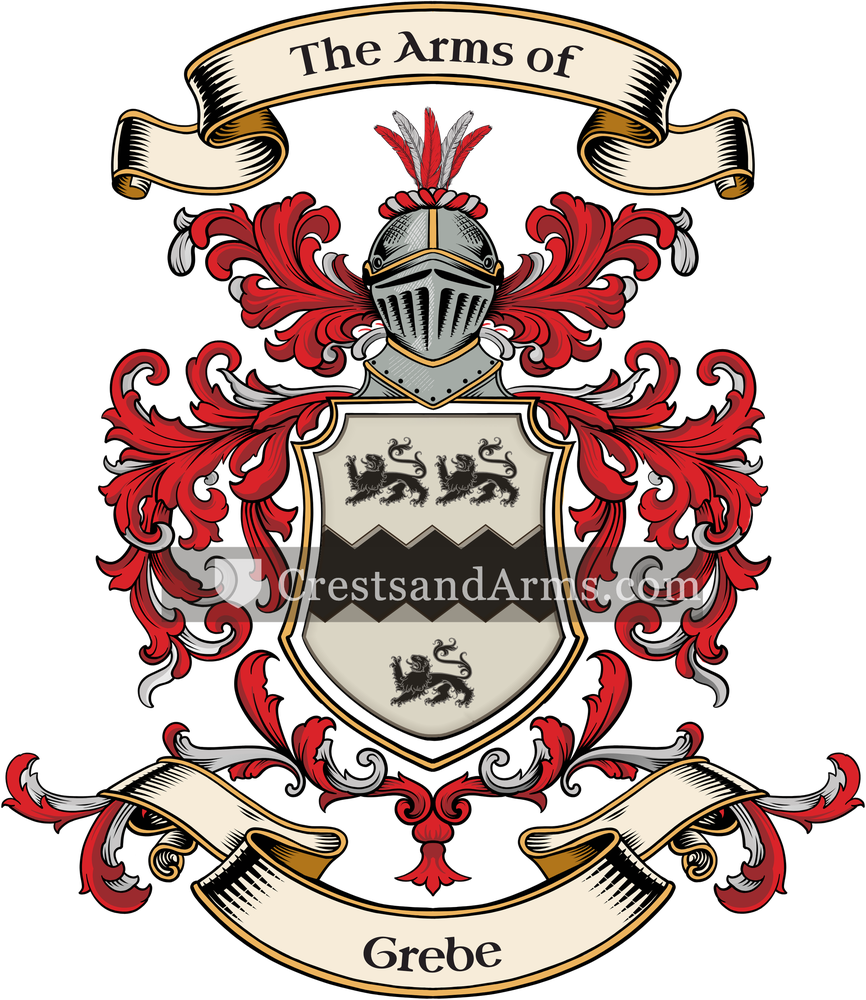 The Grebe coat of arms, drawn from the recorded blazon
