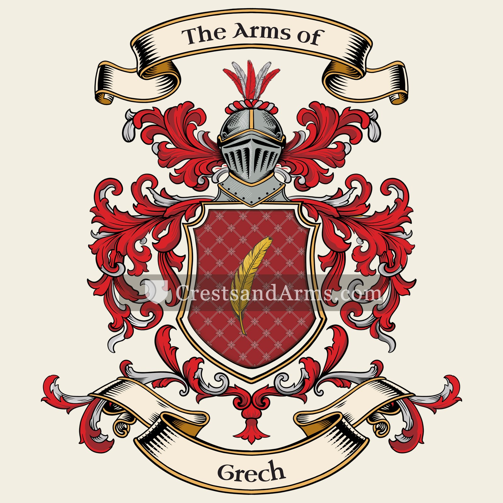 The Grech coat of arms, drawn from the recorded blazon