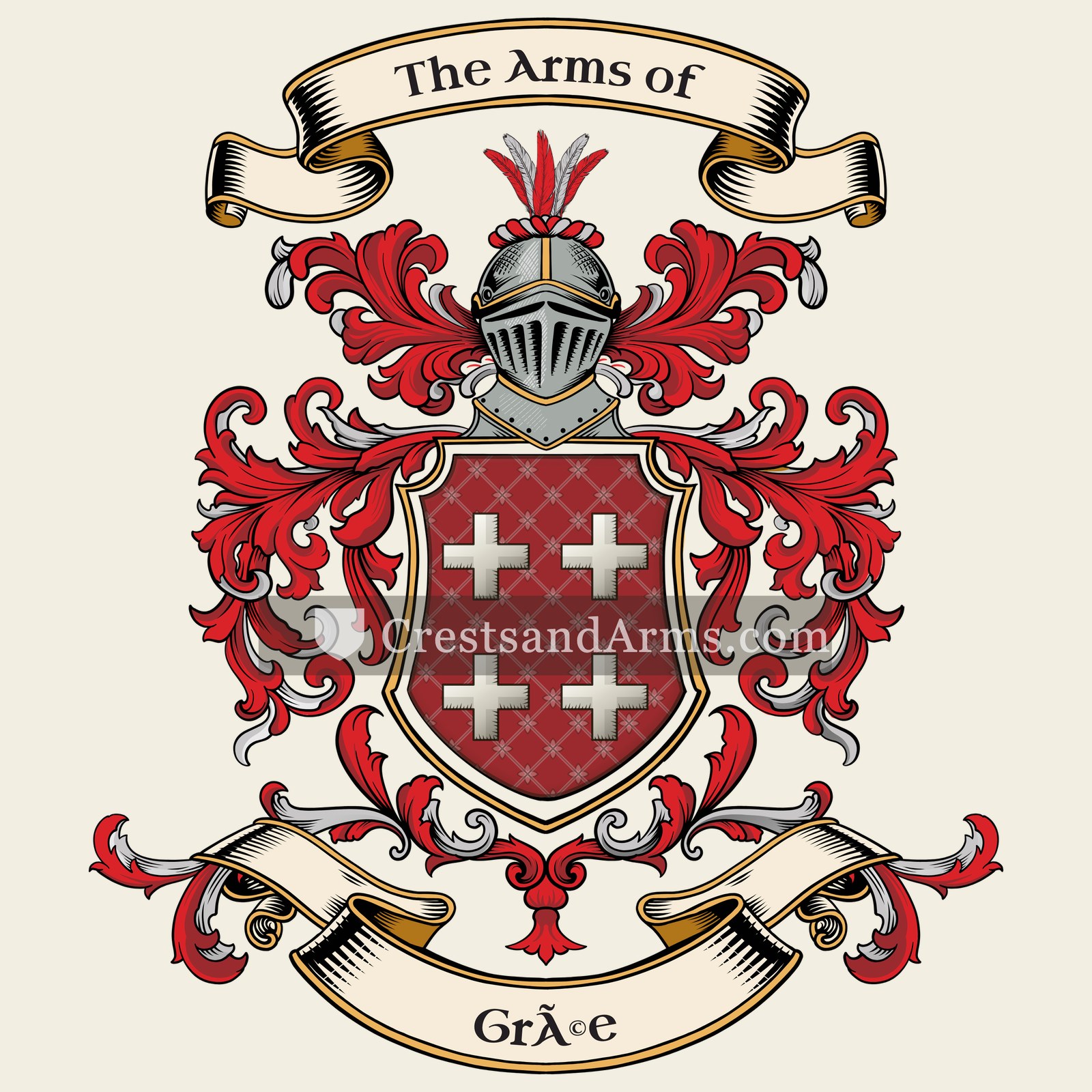 The Grée coat of arms, drawn from the recorded blazon