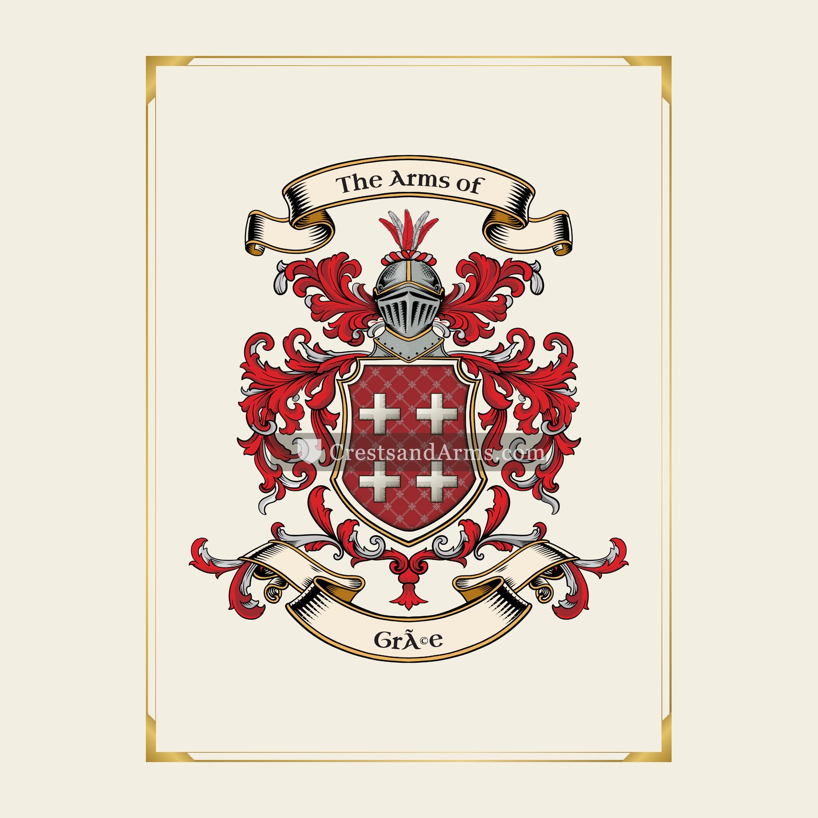 With gold border