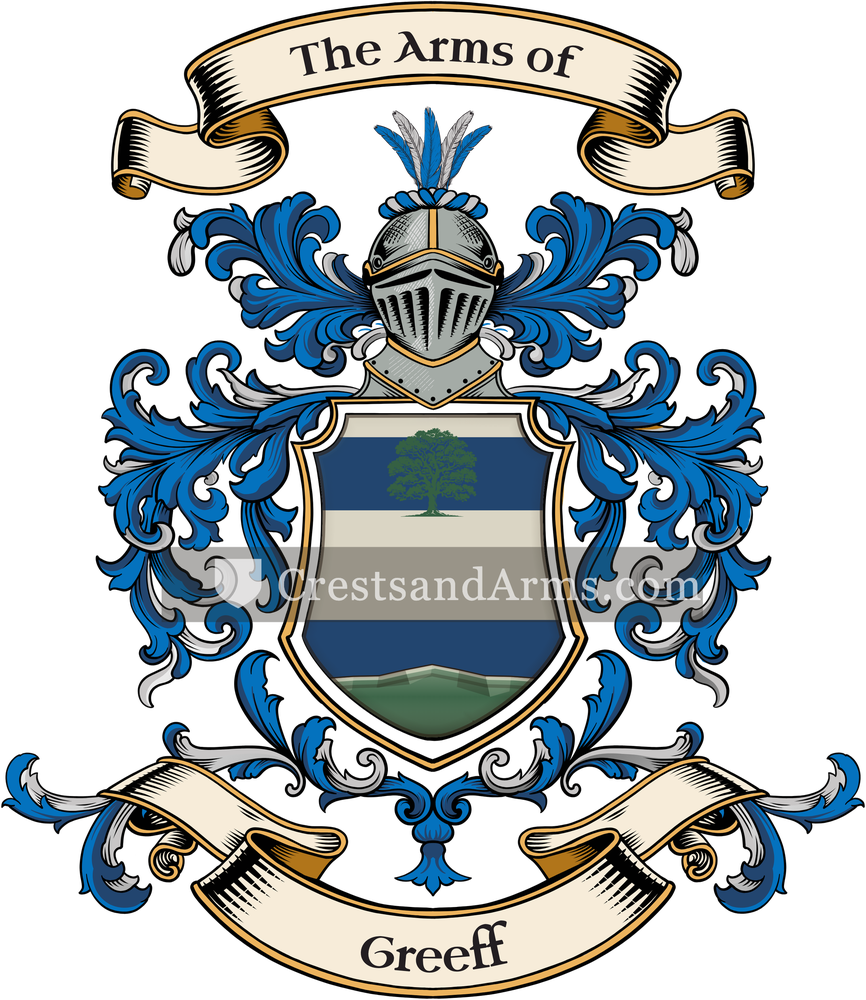 The Greeff coat of arms, drawn from the recorded blazon