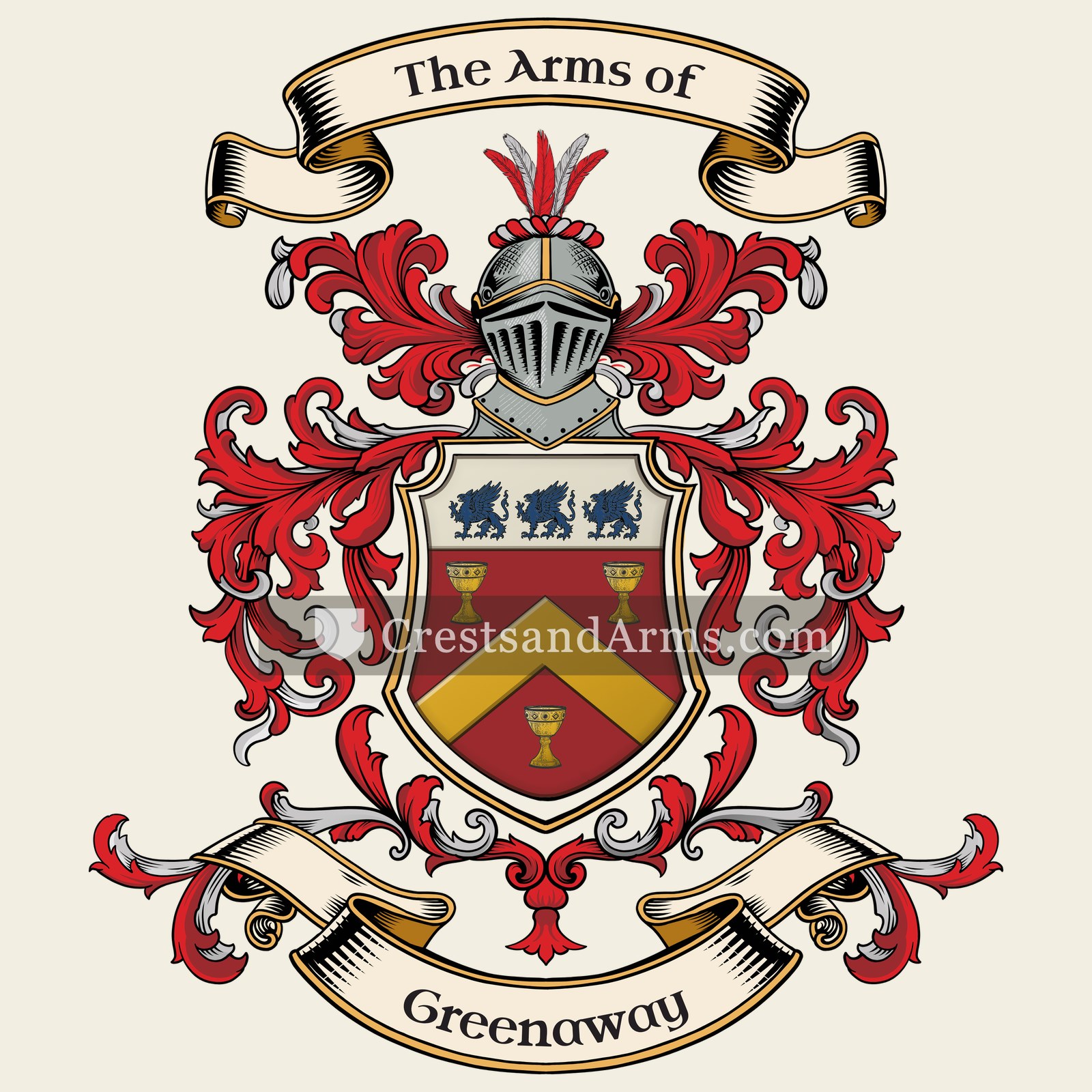 The Greenaway coat of arms, drawn from the recorded blazon