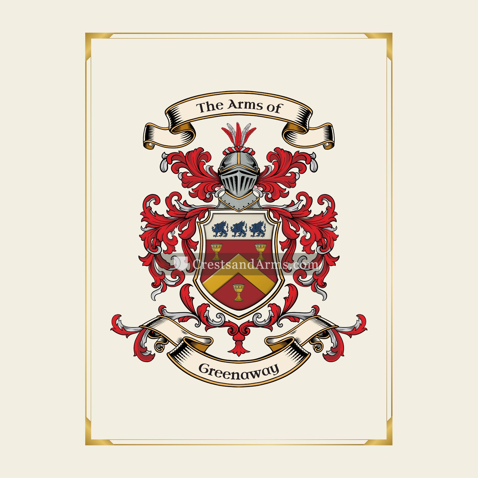 With gold border