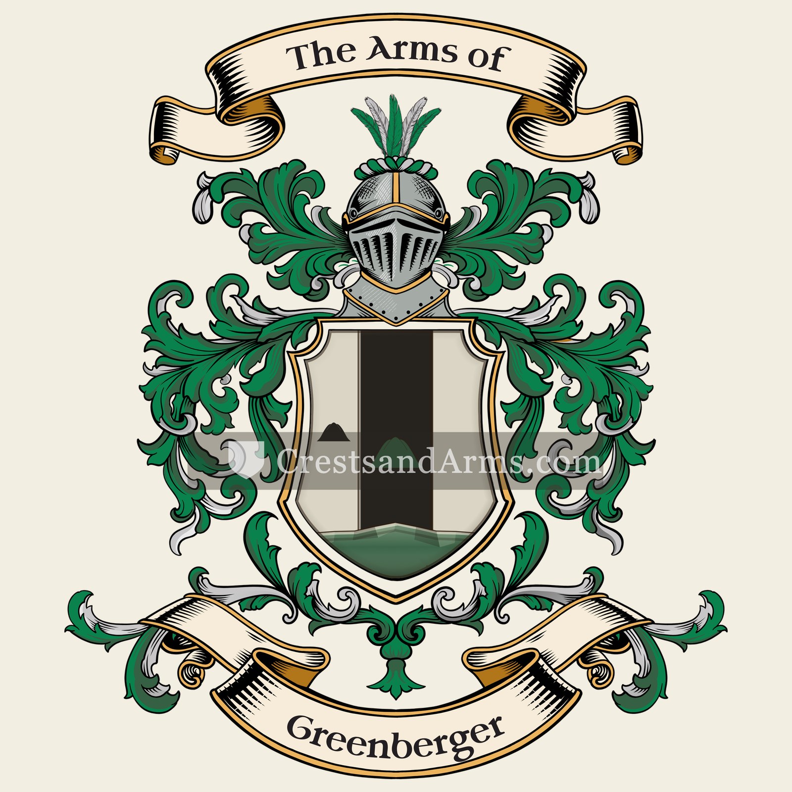 The Greenberger coat of arms, drawn from the recorded blazon