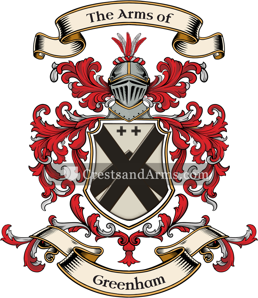 The Greenham coat of arms, drawn from the recorded blazon