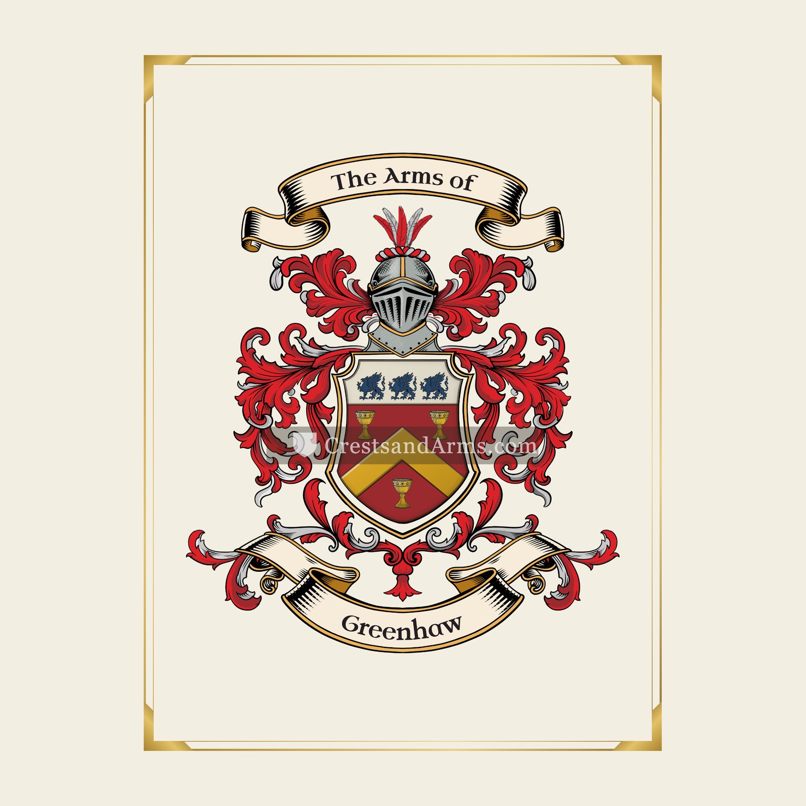 With gold border
