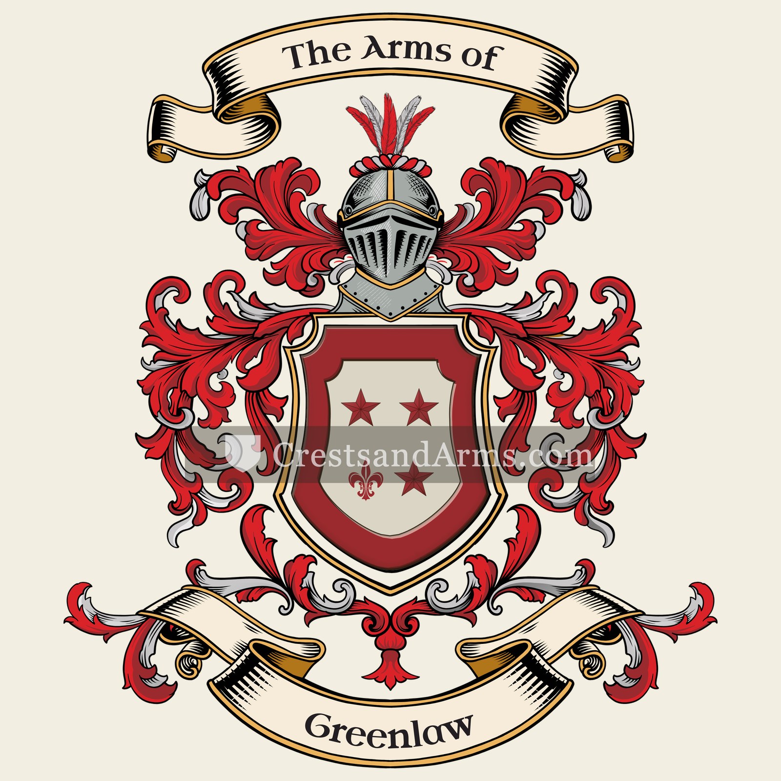 The Greenlaw coat of arms, drawn from the recorded blazon