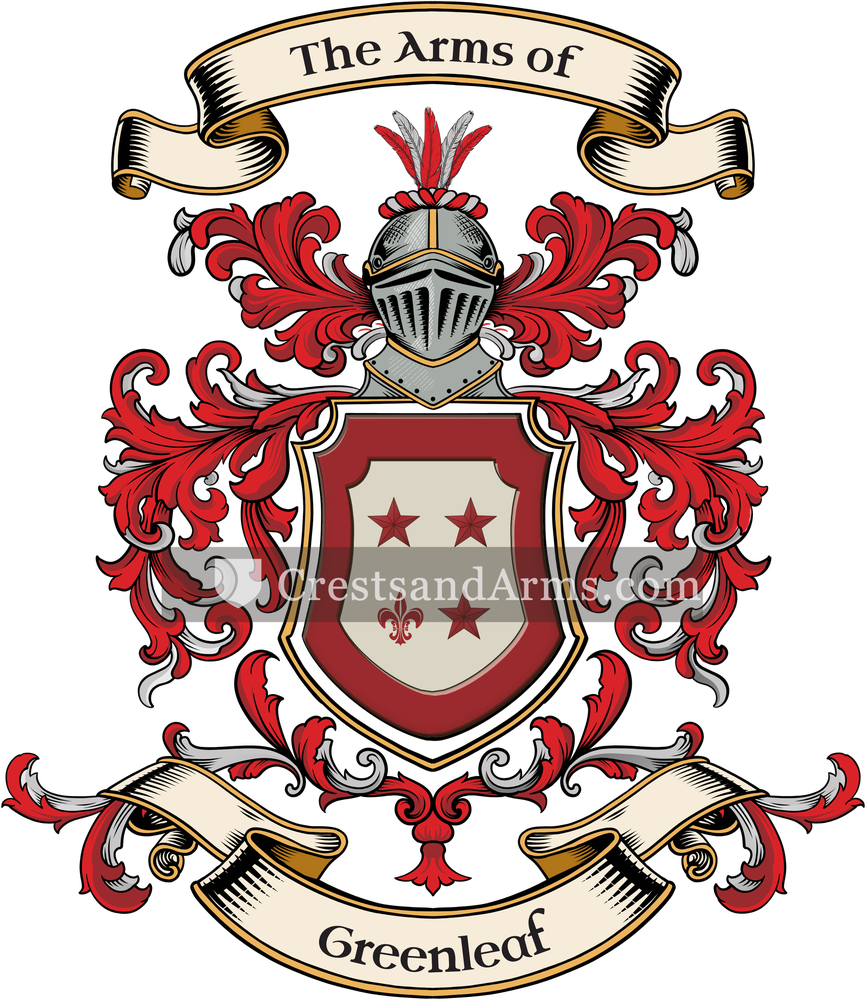 The Greenleaf coat of arms, drawn from the recorded blazon