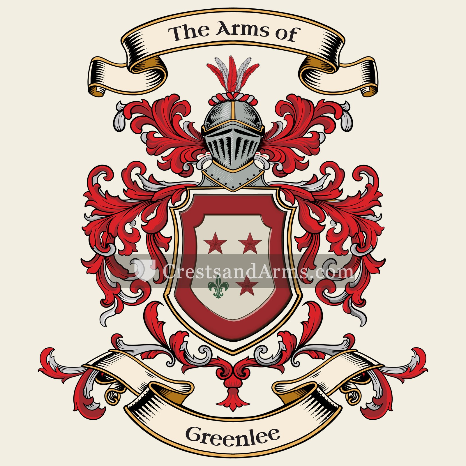 The Greenlee coat of arms, drawn from the recorded blazon