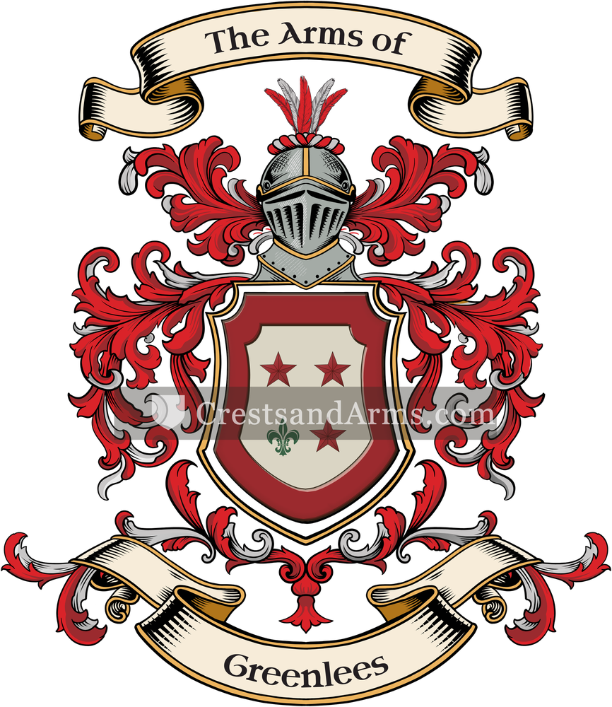 The Greenlees coat of arms, drawn from the recorded blazon