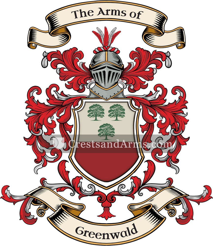 The Greenwald coat of arms, drawn from the recorded blazon