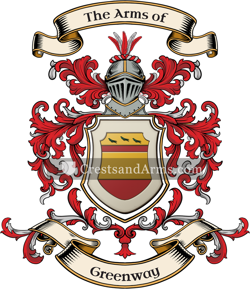 The Greenway coat of arms, drawn from the recorded blazon