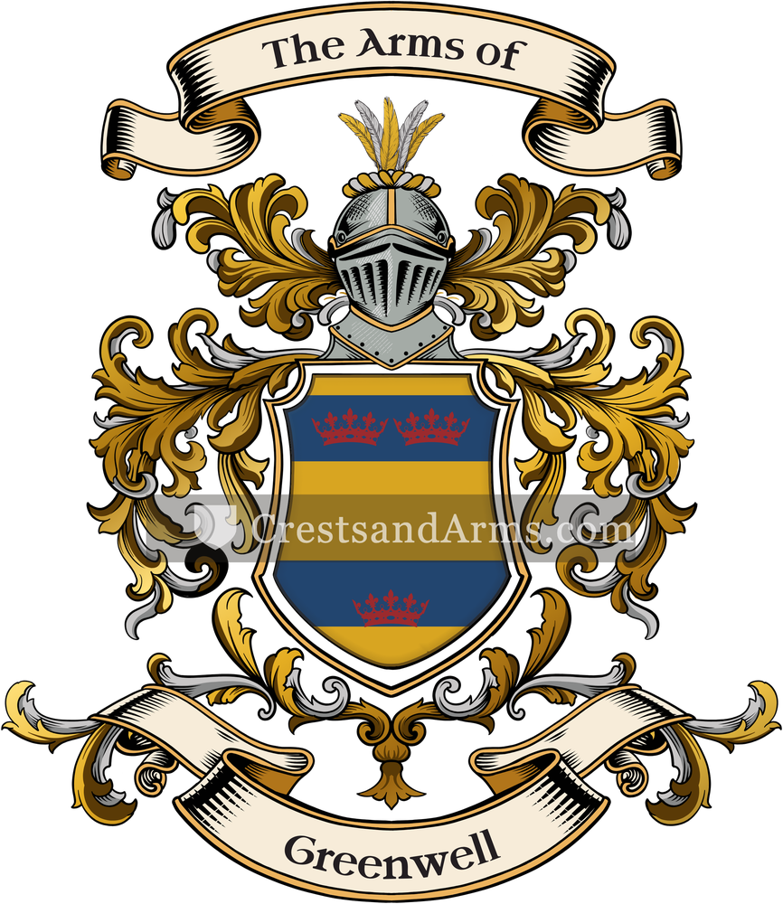 The Greenwell coat of arms, drawn from the recorded blazon