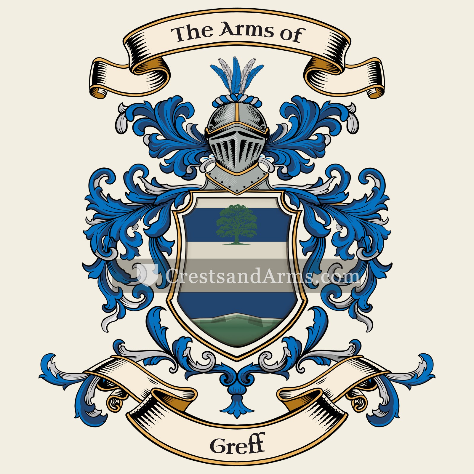 The Greff coat of arms, drawn from the recorded blazon