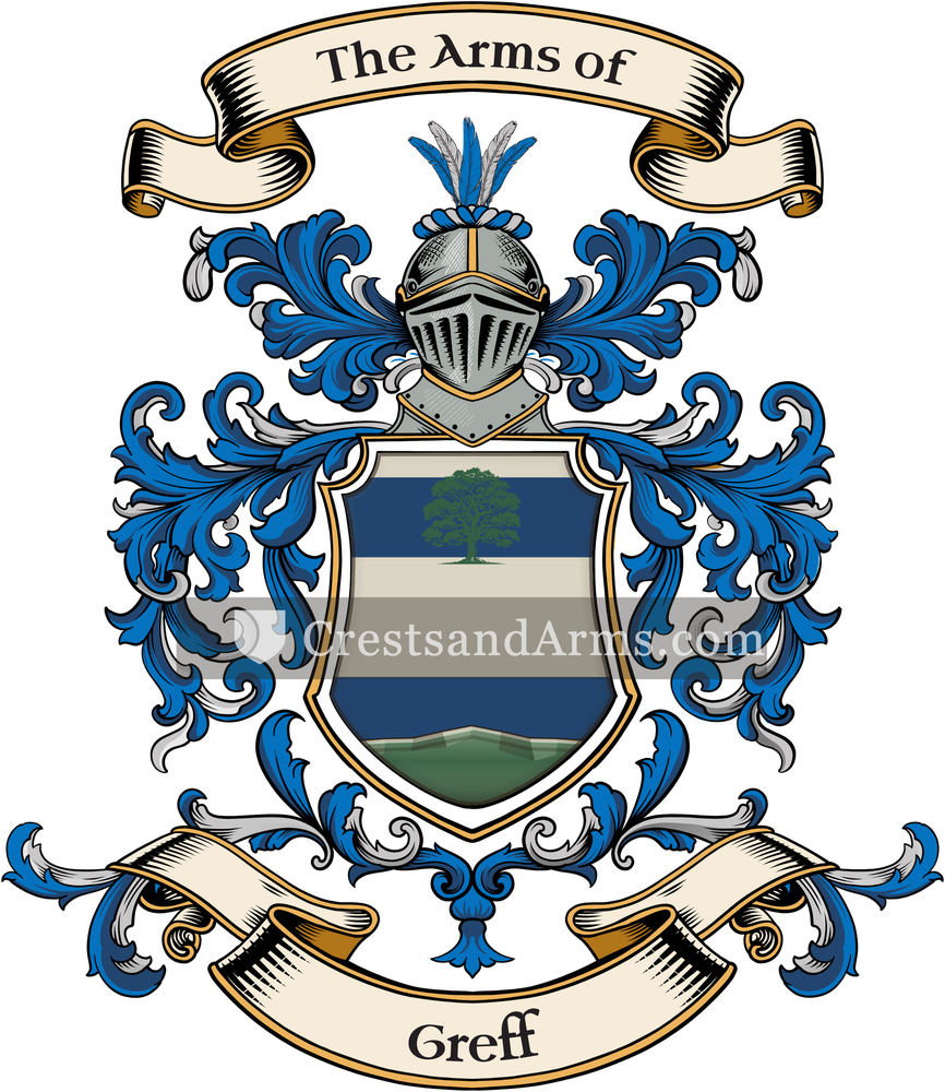 The Greff coat of arms, drawn from the recorded blazon