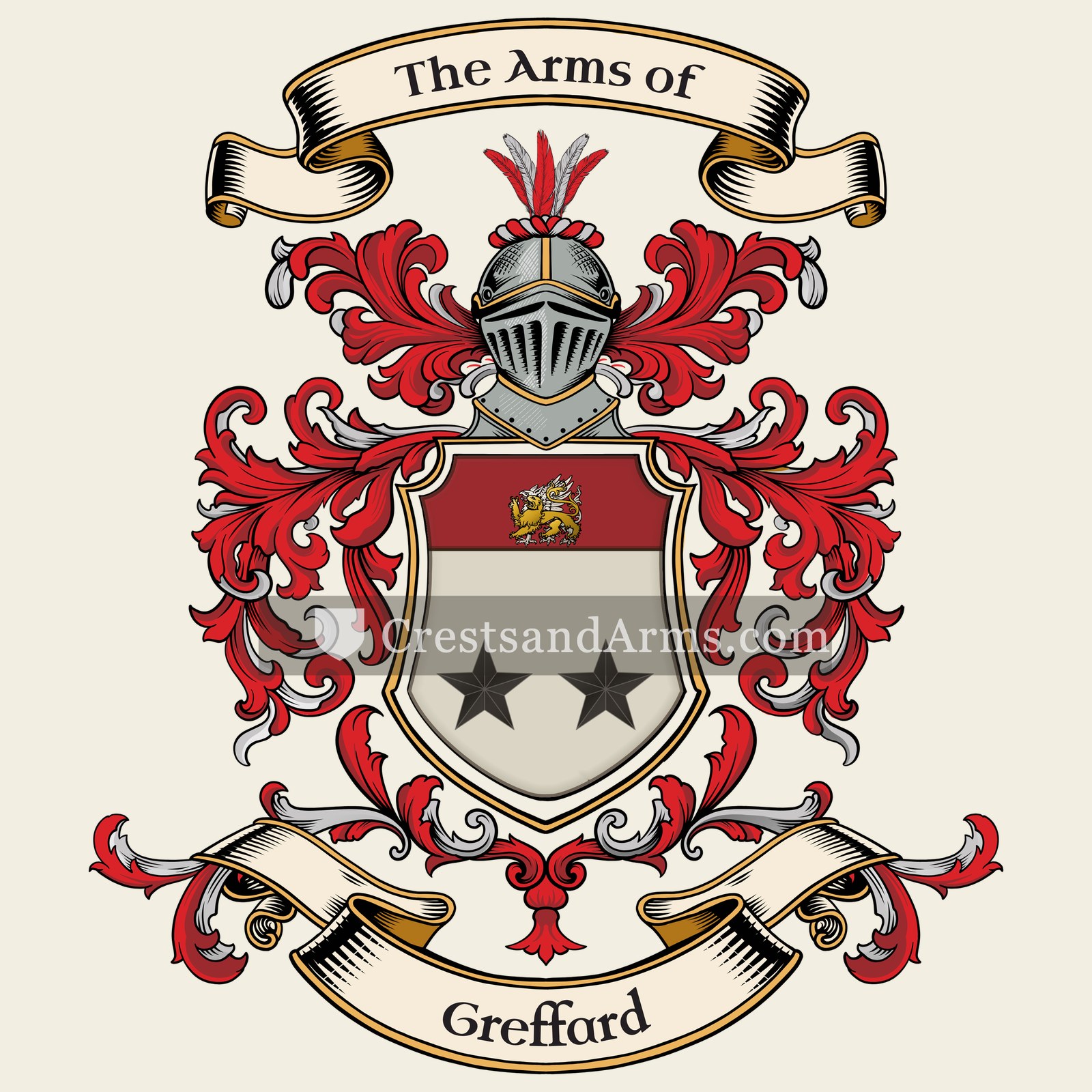 The Greffard coat of arms, drawn from the recorded blazon