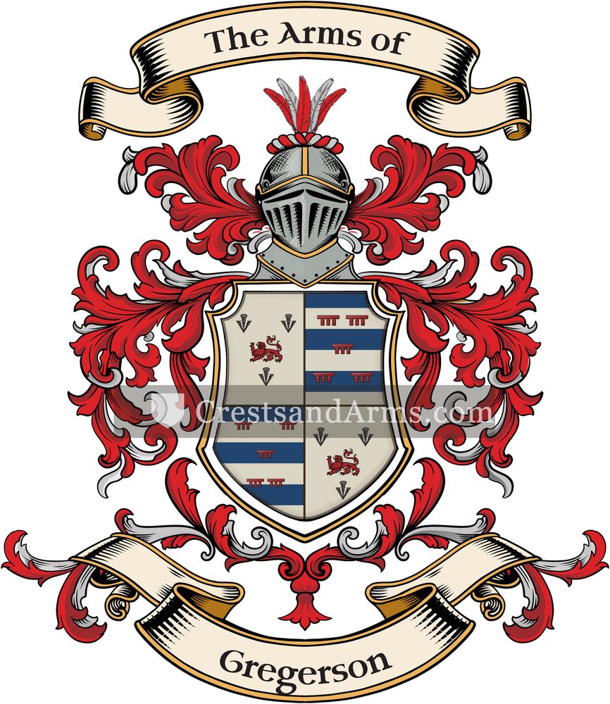The Gregerson coat of arms, drawn from the recorded blazon