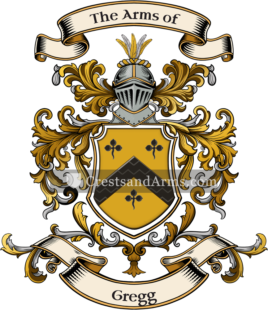 The Gregg coat of arms, drawn from the recorded blazon