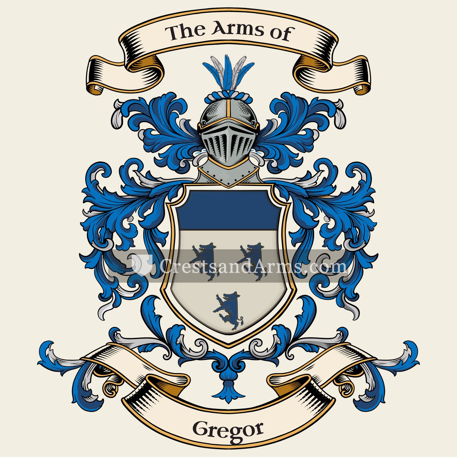 The Gregor coat of arms, drawn from the recorded blazon