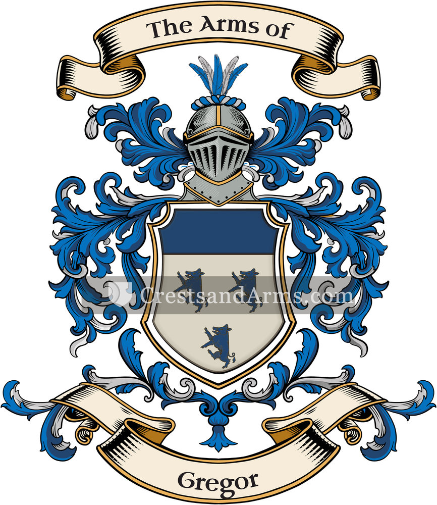 The Gregor coat of arms, drawn from the recorded blazon