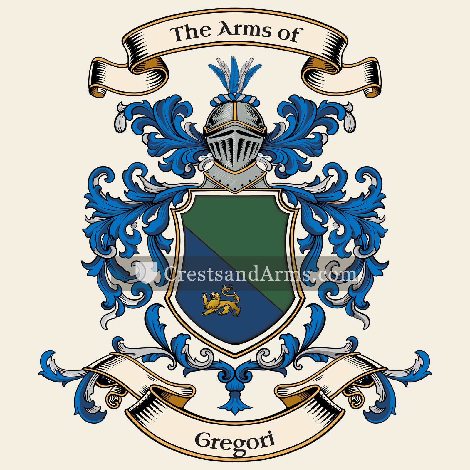 The Gregori coat of arms, drawn from the recorded blazon
