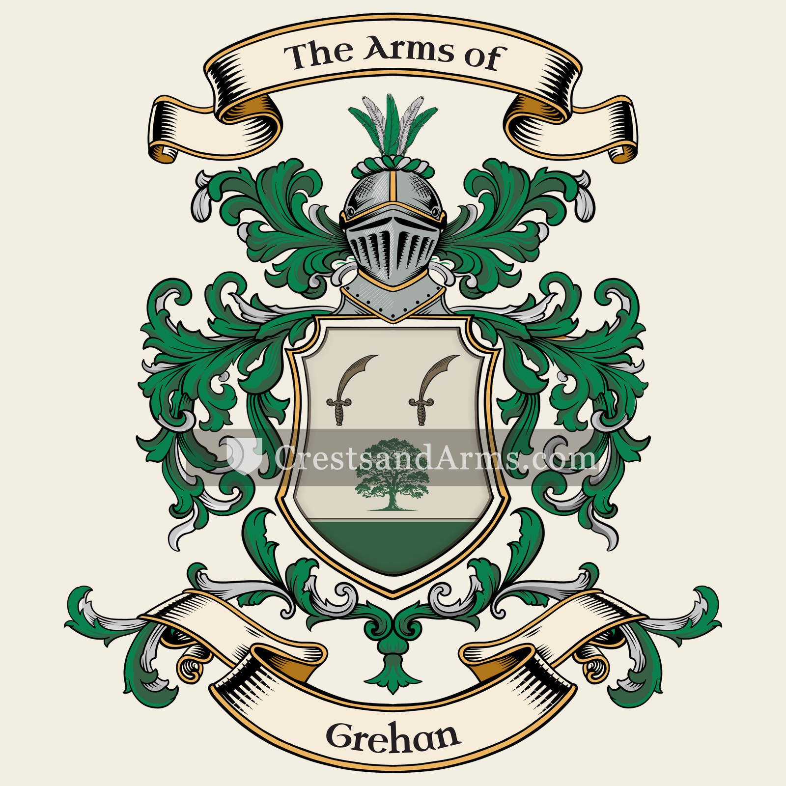 The Grehan coat of arms, drawn from the recorded blazon
